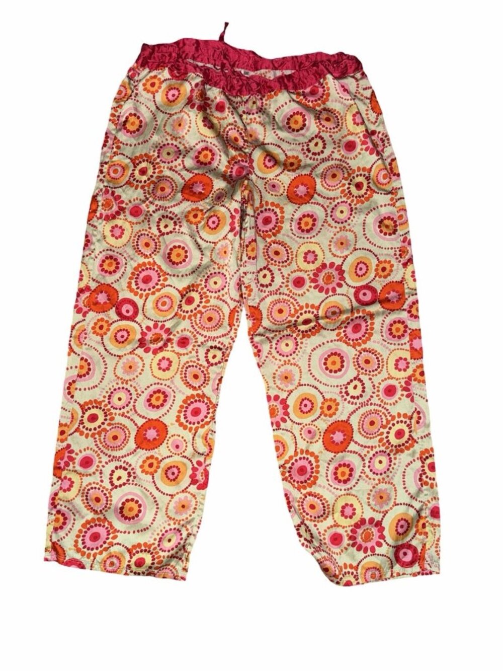 VTG Y2K GAP Body Silk/cotton Pants  M Floral  Lounge Pajama Boho Luxury